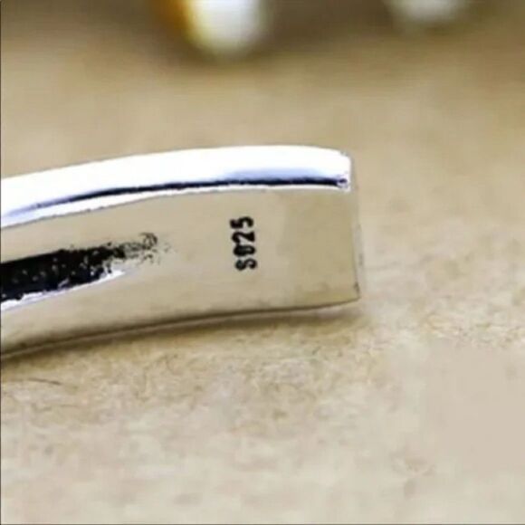 Vintage style 925 sterling silver cuff bracelet Unisex - Picture 7 of 16